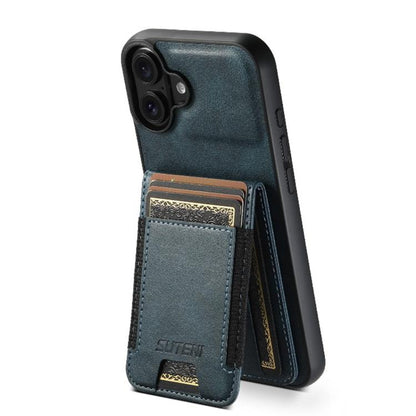 Suteni H03 Oil Wax Leather Wallet Stand Back Phone Case
