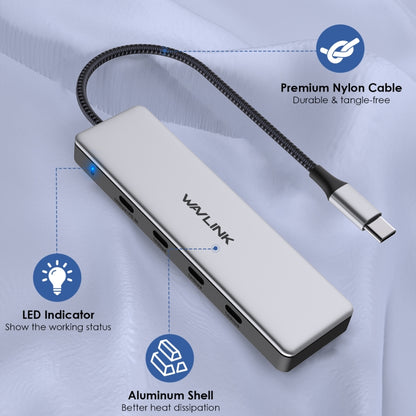 WAVLINK WL-UHP3411 10G Data Transfer Hub 4-in-1 Type-C to 4 USB-C 3.2 Gen2 Ports Adapter, WAVLINK WL-UHP3411