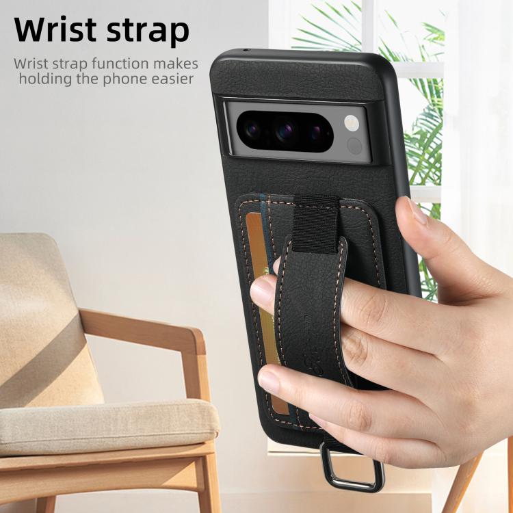 Suteni H13 Litchi Leather Wrist Strap Wallet Back Phone Case, For Google Pixel 10 Pro XL, For Google Pixel 10 Pro, For Google Pixel 10, For Google Pixel 9 Pro XL, For Google Pixel 9 Pro, For Google Pixel 9, For Google Pixel 8a, For Google Pixel 8 Pro��...