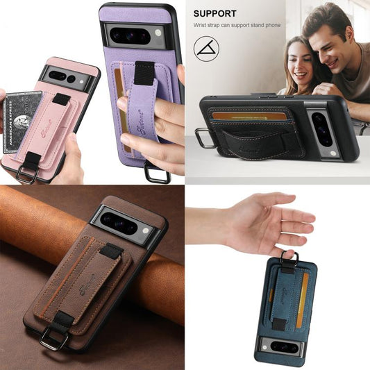 Suteni H13 Litchi Leather Wrist Strap Wallet Back Phone Case, For Google Pixel 10 Pro XL, For Google Pixel 10 Pro, For Google Pixel 10, For Google Pixel 9 Pro XL, For Google Pixel 9 Pro, For Google Pixel 9, For Google Pixel 8a, For Google Pixel 8 Pro��...