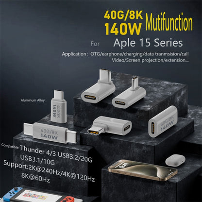 USB 3.1 Type-C 40Gbps 8K Transmission Adapter 140W 5A Charge, Type-C Male to Male, Type-C Female to Female, Type-C Male to Female, Type-C Male to Female UP, Type-C Male to Female Side Bend, Type-C Male to Female Middle Bend
