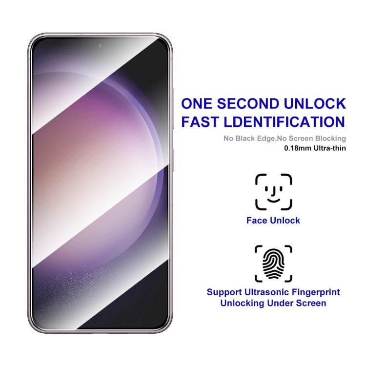 5pcs ENKAY Hat-Prince 0.18mm High Aluminum-silicon Tempered Glass Film, Support Ultrasonic Fingerprint Unclock, For Samsung Galaxy S24+ 5G, For Samsung Galaxy S24 5G, For Samsung Galaxy S24 Ultra 5G