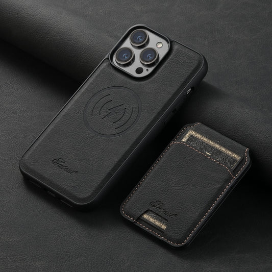 Suteni H17 Litchi Texture Leather MagSafe Detachable Wallet Phone Case, For iPhone 12 Pro, For iPhone 17e / 16e