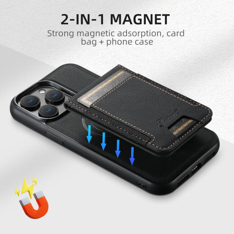 Suteni H17 Litchi Texture Leather MagSafe Detachable Wallet Phone Case, For iPhone 12 Pro, For iPhone 17e / 16e