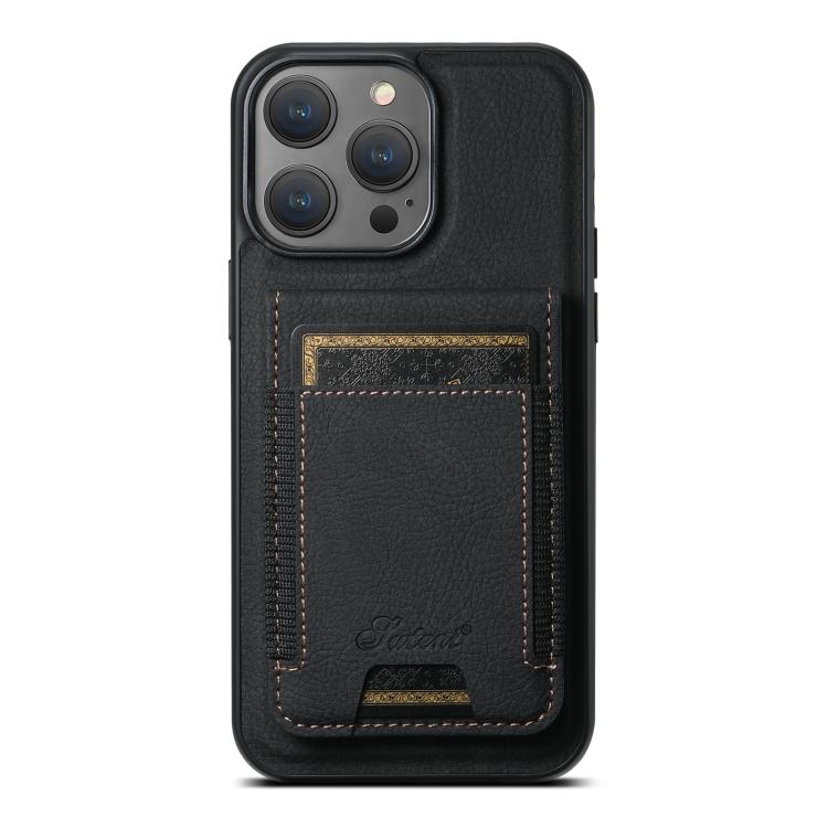 Suteni H17 Litchi Texture Leather MagSafe Detachable Wallet Phone Case, For iPhone 12 Pro, For iPhone 17e / 16e