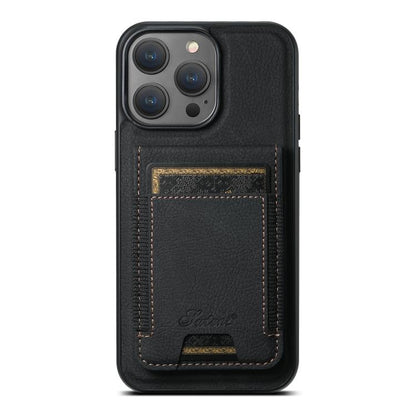 Suteni H17 Litchi Texture Leather MagSafe Detachable Wallet Phone Case, For iPhone 12 Pro, For iPhone 17e / 16e