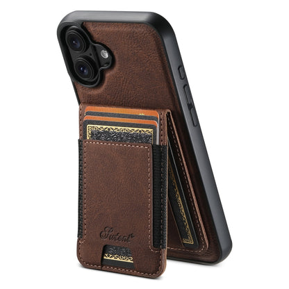 Suteni H17 Litchi Texture Leather MagSafe Detachable Wallet Phone Case