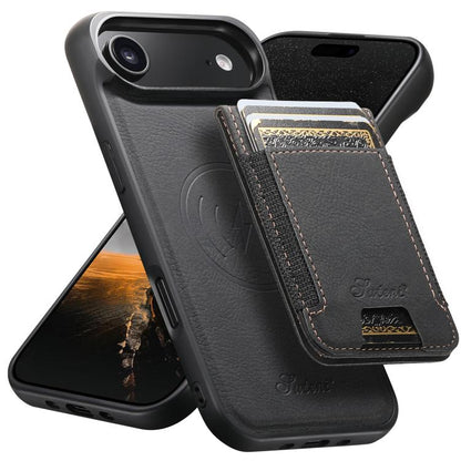 Suteni H17 Litchi Texture Leather MagSafe Detachable Wallet Phone Case