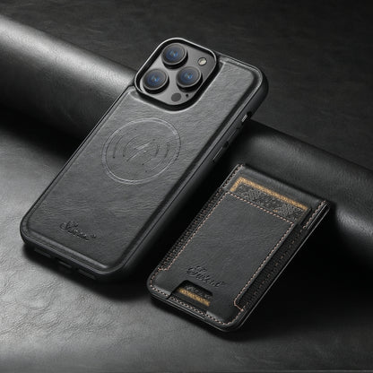 Suteni H17 Oil Eax Leather MagSafe Detachable Wallet Phone Case