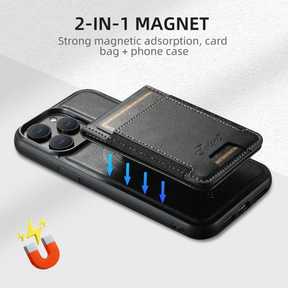Suteni H17 Oil Eax Leather MagSafe Detachable Wallet Phone Case, For iPhone 17e / 16e, For iPhone 17 Pro Max, For iPhone 17 Pro, For iPhone 17, For iPhone Air, For iPhone 16 Pro Max, For iPhone 16 Pro, For iPhone 16 Plus, For iPhone 16                 ...