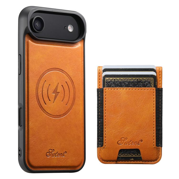 Suteni H17 Oil Eax Leather MagSafe Detachable Wallet Phone Case