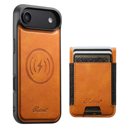 Suteni H17 Oil Eax Leather MagSafe Detachable Wallet Phone Case