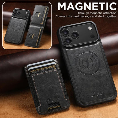Suteni H17 Oil Eax Leather MagSafe Detachable Wallet Phone Case, For iPhone 18, For iPhone 18 Pro, For iPhone 18 Pro Max, For iPhone 17 Pro Max, For iPhone 17 Pro, For iPhone 17, For iPhone Air, For iPhone 16 Pro Max, For iPhone 16 Pro, For iPhone 16 P...