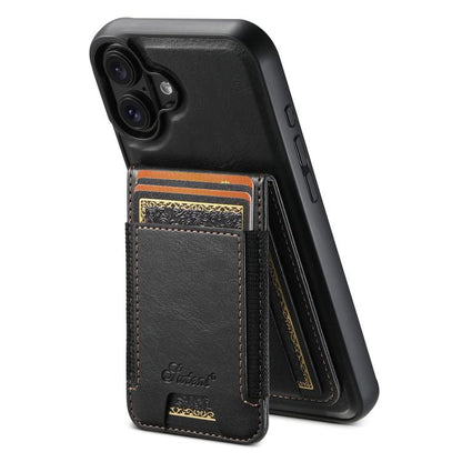 Suteni H17 Oil Eax Leather MagSafe Detachable Wallet Phone Case, For iPhone 18, For iPhone 18 Pro, For iPhone 18 Pro Max, For iPhone 17 Pro Max, For iPhone 17 Pro, For iPhone 17, For iPhone Air, For iPhone 16 Pro Max, For iPhone 16 Pro, For iPhone 16 P...