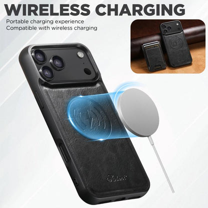 Suteni H17 Oil Eax Leather MagSafe Detachable Wallet Phone Case, For iPhone 18, For iPhone 18 Pro, For iPhone 18 Pro Max, For iPhone 17 Pro Max, For iPhone 17 Pro, For iPhone 17, For iPhone Air, For iPhone 16 Pro Max, For iPhone 16 Pro, For iPhone 16 P...