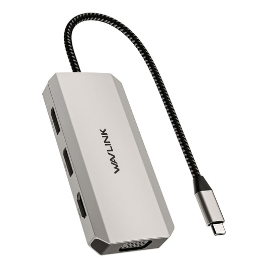 WAVLINK WL-UMD305 Hub USB-C 7-en-1 quadruple affichage 4K DP/HDMI avec adaptateur multi-ports
