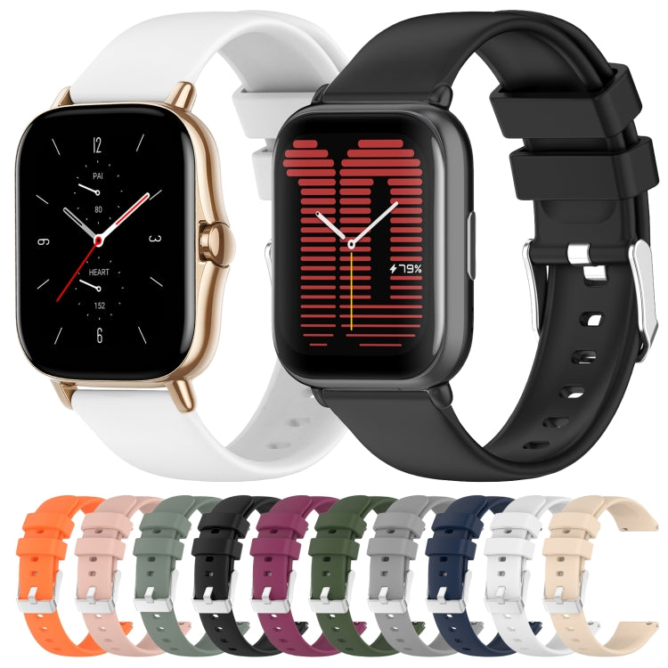 20mm Smooth Solid Color Silicone Watch Band, For Amazfit Pop, For Amazfit GTS 2