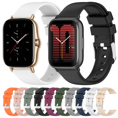 20mm Smooth Solid Color Silicone Watch Band, For Amazfit Pop, For Amazfit GTS 2