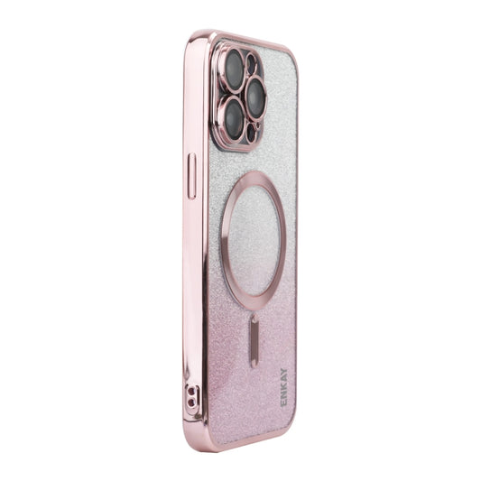 ENKAY Hat-Prince Magnetic Glitter Plated Shockproof Phone Case with Lens Film, For iPhone 15 Pro Max, For iPhone 15 Pro, For iPhone 15 Plus, For iPhone 15, For iPhone 14 Plus, For iPhone 14, For iPhone 14 Pro, For iPhone 14 Pro Max, For iPhone 13 Pro M...