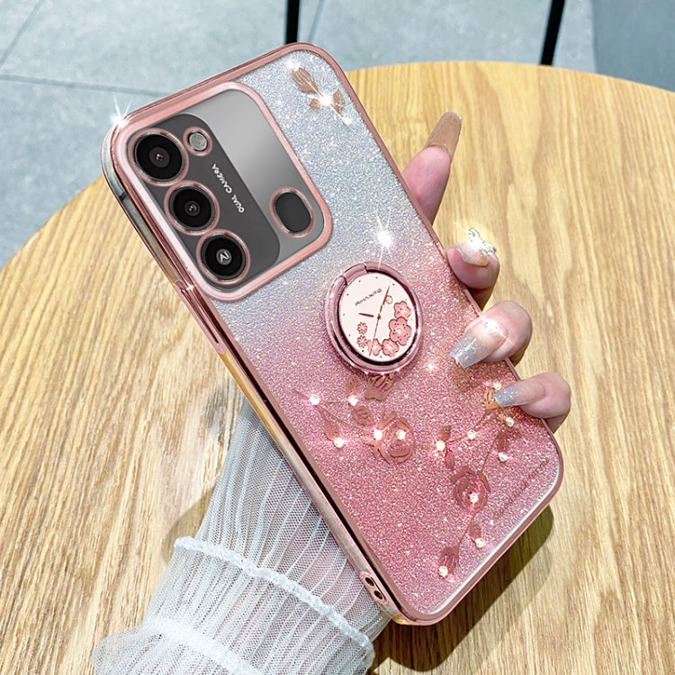 Gradient Glitter Immortal Flower Ring All-inclusive Phone Case, For Tecno Spark GO 2023, For Tecno Camon 19 Neo, For Tecno Spark GO 2022, For Tecno Pop 5 LTE, For Tecno Spark GO 2020