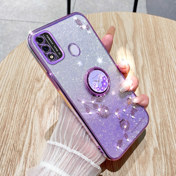 Gradient Glitter Immortal Flower Ring All-inclusive Phone Case, For Tecno Spark GO 2023, For Tecno Camon 19 Neo, For Tecno Spark GO 2022, For Tecno Pop 5 LTE, For Tecno Spark GO 2020