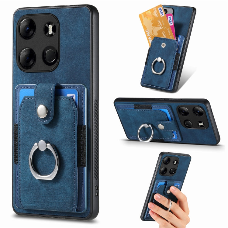 Retro Skin-feel Ring Multi-card Wallet Phone Case, For Tecno Spark GO 2023