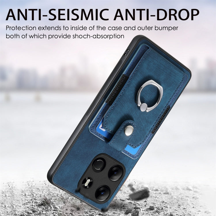 Retro Skin-feel Ring Multi-card Wallet Phone Case, For Tecno Spark GO 2023