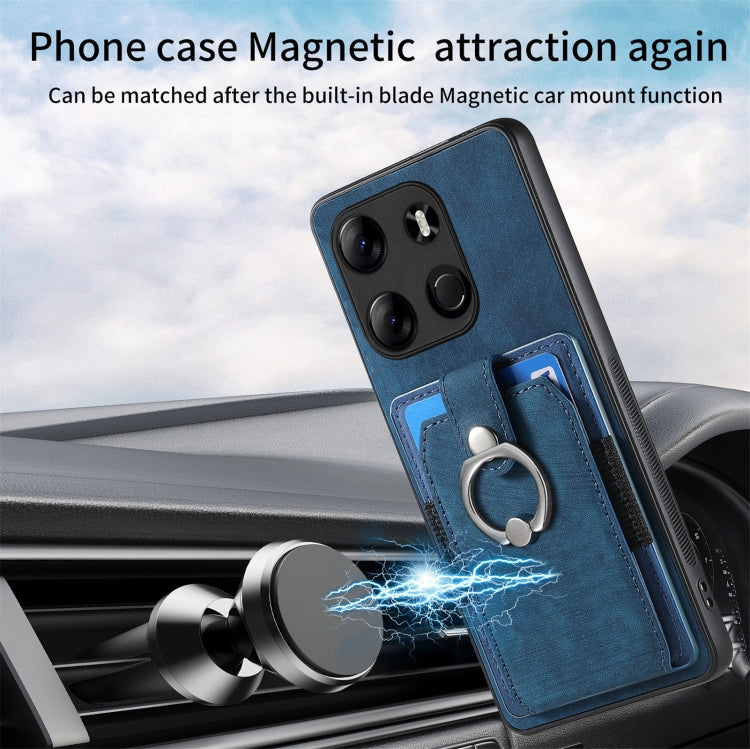 Retro Skin-feel Ring Multi-card Wallet Phone Case, For Tecno Spark GO 2023