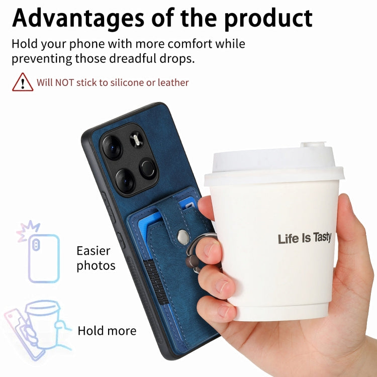 Retro Skin-feel Ring Multi-card Wallet Phone Case, For Tecno Spark GO 2023