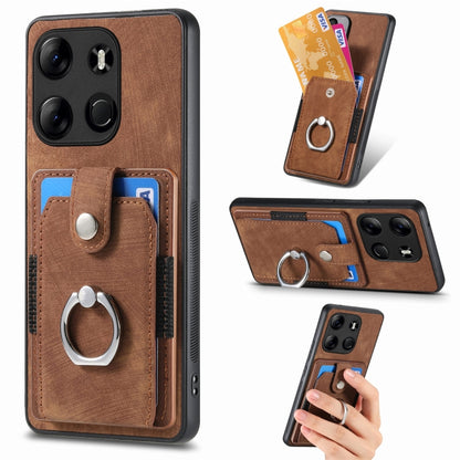 Retro Skin-feel Ring Multi-card Wallet Phone Case, For Tecno Spark GO 2023