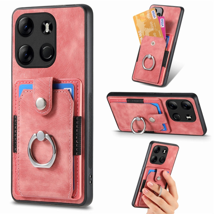 Retro Skin-feel Ring Multi-card Wallet Phone Case, For Tecno Spark GO 2023