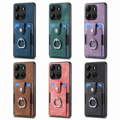 Retro Skin-feel Ring Multi-card Wallet Phone Case, For Tecno Spark GO 2023