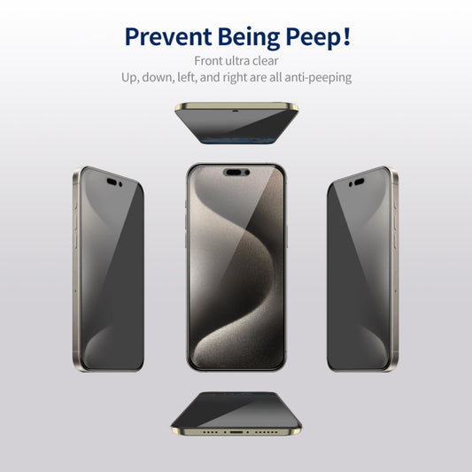 2pcs ENKAY Hat-Prince 360 Degree Anti-peeping Privacy Full Screen Tempered Glass Film, For iPhone 15 Pro Max, For iPhone 15 Pro, For iPhone 15 Plus, For iPhone 15, For iPhone 14 Plus, For iPhone 14, For iPhone 14 Pro, For iPhone 14 Pro Max