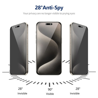 2pcs ENKAY Hat-Prince 360 Degree Anti-peeping Privacy Full Screen Tempered Glass Film, For iPhone 15 Pro Max, For iPhone 15 Pro, For iPhone 15 Plus, For iPhone 15, For iPhone 14 Plus, For iPhone 14, For iPhone 14 Pro, For iPhone 14 Pro Max