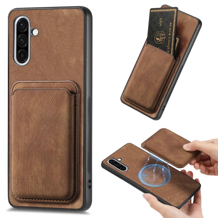 Retro Leather Card Bag Magnetic Phone Case, For Samsung Galaxy A57 5G, For Samsung Galaxy A37 5G, For Samsung Galaxy S25 Edge 5G, For Samsung Galaxy A56 5G, For Samsung Galaxy A26 5G, For Samsung Galaxy A36, For Samsung Galaxy S25 5G                   ...