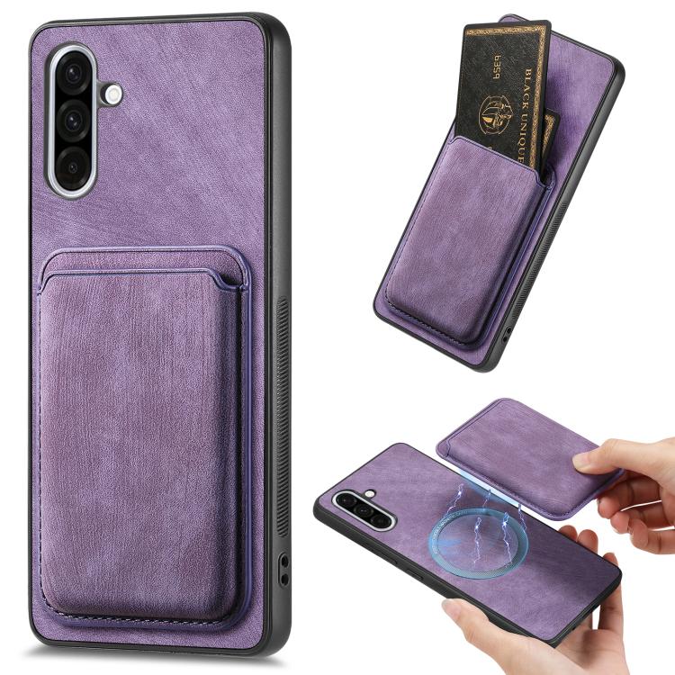 Retro Leather Card Bag Magnetic Phone Case, For Samsung Galaxy A57 5G, For Samsung Galaxy A37 5G, For Samsung Galaxy S25 Edge 5G, For Samsung Galaxy A56 5G, For Samsung Galaxy A26 5G, For Samsung Galaxy A36, For Samsung Galaxy S25 5G                   ...