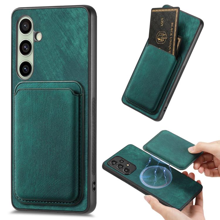 Retro Leather Card Bag Magnetic Phone Case, For Samsung Galaxy A57 5G, For Samsung Galaxy A37 5G, For Samsung Galaxy S25 Edge 5G, For Samsung Galaxy A56 5G, For Samsung Galaxy A26 5G, For Samsung Galaxy A36, For Samsung Galaxy S25 5G                   ...