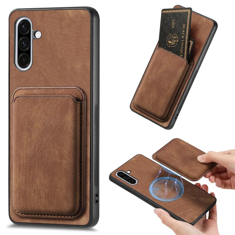 Retro Leather Card Bag Magnetic Phone Case, For Samsung Galaxy A57 5G, For Samsung Galaxy A37 5G, For Samsung Galaxy S25 Edge 5G, For Samsung Galaxy A56 5G, For Samsung Galaxy A26 5G, For Samsung Galaxy A36, For Samsung Galaxy S25 5G                   ...