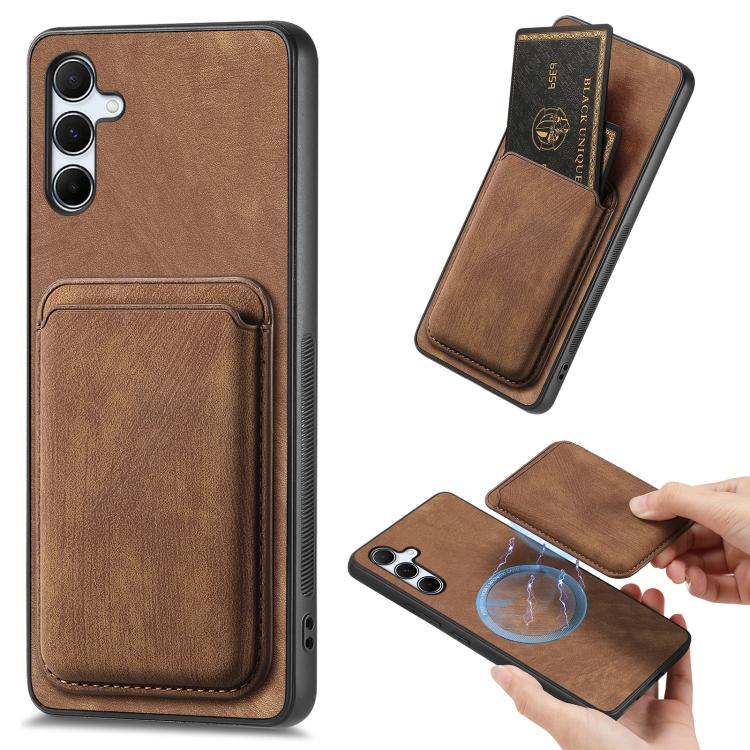 Retro Leather Card Bag Magnetic Phone Case, For Samsung Galaxy A57 5G, For Samsung Galaxy A37 5G, For Samsung Galaxy S25 Edge 5G, For Samsung Galaxy A56 5G, For Samsung Galaxy A26 5G, For Samsung Galaxy A36, For Samsung Galaxy S25 5G                   ...