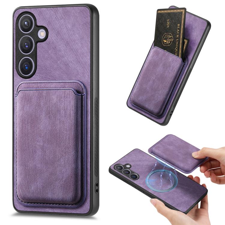 Retro Leather Card Bag Magnetic Phone Case, For Samsung Galaxy A57 5G, For Samsung Galaxy A37 5G, For Samsung Galaxy S25 Edge 5G, For Samsung Galaxy A56 5G, For Samsung Galaxy A26 5G, For Samsung Galaxy A36, For Samsung Galaxy S25 5G                   ...