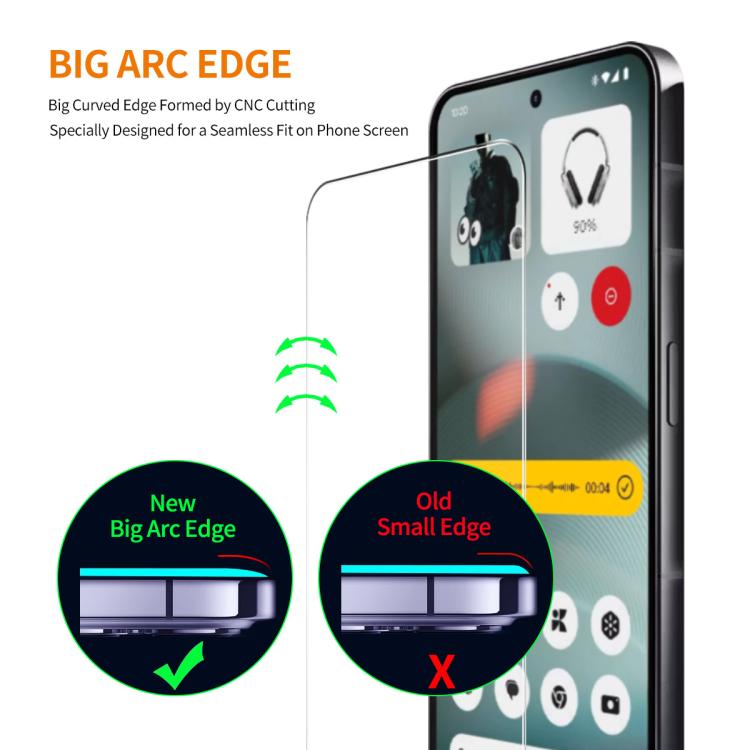 2pcs ENKAY 9H Big Arc Edge High Aluminum-silicon Tempered Glass Film, For Nothing Phone 4a / 4a Pro, For Nothing Phone 3a Lite, For Nothing CMF Phone 2 Pro, For Nothing CMF Phone 1, For Nothing Phone 2a