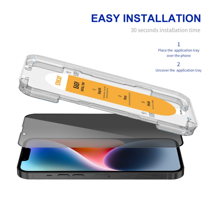 ENKAY Easy Install Anti-peeping Privacy Full Screen Tempered Glass Film, For iPhone 17e / 16e / 14 / 13 / 13 Pro, For iPhone 16 Pro Max, For iPhone 16 Pro, For iPhone 16 Plus, For iPhone 15 Plus, For iPhone 16, For iPhone 15, For iPhone 15 Pro Max     ...