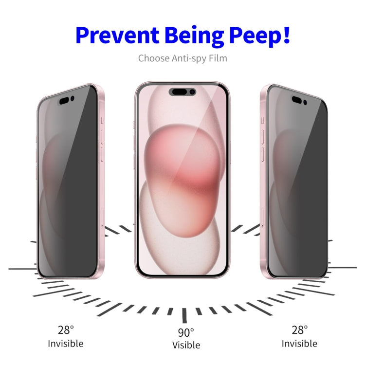 ENKAY Easy Install Anti-peeping Privacy Full Screen Tempered Glass Film, For iPhone 17e / 16e / 14 / 13 / 13 Pro, For iPhone 16 Pro Max, For iPhone 16 Pro, For iPhone 16 Plus, For iPhone 15 Plus, For iPhone 16, For iPhone 15, For iPhone 15 Pro Max     ...
