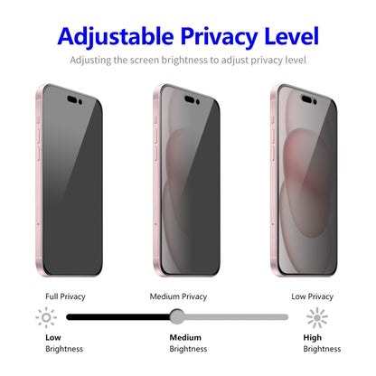 ENKAY Easy Install Anti-peeping Privacy Full Screen Tempered Glass Film, For iPhone 17e / 16e / 14 / 13 / 13 Pro, For iPhone 16 Pro Max, For iPhone 16 Pro, For iPhone 16 Plus, For iPhone 15 Plus, For iPhone 16, For iPhone 15, For iPhone 15 Pro Max     ...