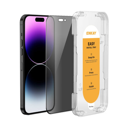 ENKAY Easy Install Anti-peeping Privacy Full Screen Tempered Glass Film, For iPhone 17e / 16e / 14 / 13 / 13 Pro, For iPhone 16 Pro Max, For iPhone 16 Pro, For iPhone 16 Plus, For iPhone 15 Plus, For iPhone 16, For iPhone 15, For iPhone 15 Pro Max     ...
