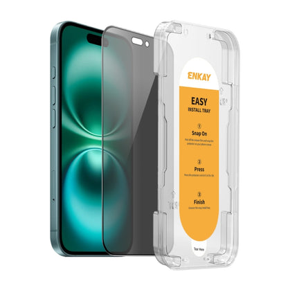 ENKAY Easy Install Anti-peeping Privacy Full Screen Tempered Glass Film, For iPhone 17e / 16e / 14 / 13 / 13 Pro, For iPhone 16 Pro Max, For iPhone 16 Pro, For iPhone 16 Plus, For iPhone 15 Plus, For iPhone 16, For iPhone 15, For iPhone 15 Pro Max     ...