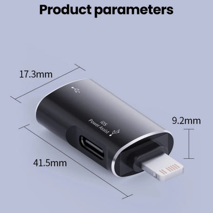 JS-103 8 Pin Male to USB+Type-C Female OTG Adapter