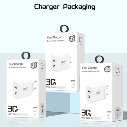 PD30W USB-C / Type-C + 8 Pin + USB Charger with Type-C to 8 Pin Date Cable, PD004 + PD Cable