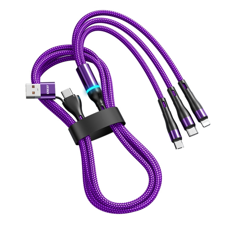 ENKAY 6-in-1 5A USB + Type-C to Type-C / 8 Pin / Micro USB Multifunction Fast Charging Cable, 1.3m
