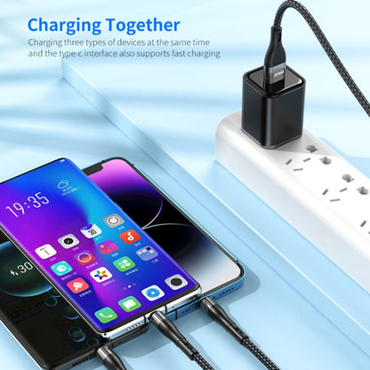 ENKAY 6-in-1 5A USB + Type-C to Type-C / 8 Pin / Micro USB Multifunction Fast Charging Cable, 1.3m